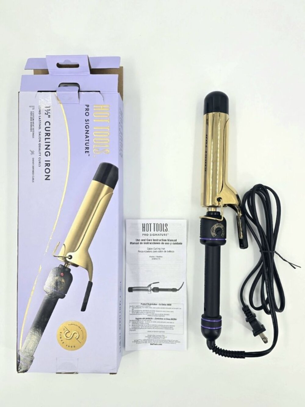 Hot Tools Pro Signature Gold Barrel Curling Iron 1-1/2" 430°F Works